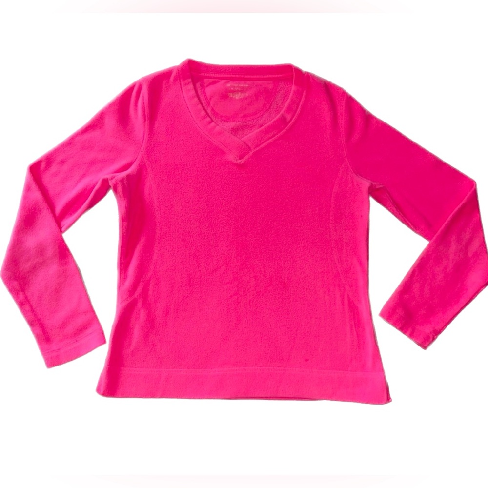 Old Navy Hot Pink V-Neck Fleece Pullover Sweatshirt, Women’s Size Medium.